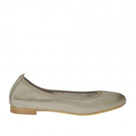 Ballerina da donna con punta tonda in pelle color sabbia tacco 1 - Misure disponibili: 32