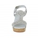 Sandale pour femmes en cuir perforé blanc avec plateforme et talon compensé 8 - Pointures disponibles:  42