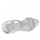 Sandalia para mujer en piel perforada blanca con plataform y cuña 8 - Tallas disponibles:  42