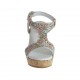 Woman's sandal in pierced floral printed multicolored leather with platform and wedge 8 - Available sizes:  42, 43