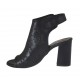Sandale haute à la cheville pour femmes en cuir perforé noir talon 7 - Pointures disponibles:  42