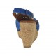 Sandalo da donna in camoscio forato bluette con plateau e zeppa 8 - Misure disponibili: 43