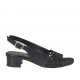 Sandalo da donna in pelle e pelle forata nera tacco 3 - Misure disponibili: 32, 42