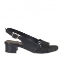 Woman's sandal in black leather and pierced leather heel 3