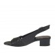 Woman's sandal in black leather and pierced leather heel 3 - Available sizes:  32, 42