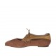 Chaussure à lacets ouverte pour femmes en daim brun clair et cuir lamé bronze talon 1 - Pointures disponibles:  42