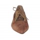 Zapato abierto al lado con cordones para mujer en gamuza color cuero y piel laminada bronce tacon 1 - Tallas disponibles:  42