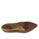 Zapato abierto al lado con cordones para mujer en gamuza color cuero y piel laminada bronce tacon 1 - Tallas disponibles:  42