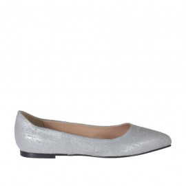Ballerina da donna con punta sfilata in pelle stampata argento tacco 1 - Misure disponibili: 32