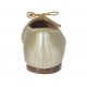 Ballerina da donna con fiocco in pelle laminata platino tacco 1 - Misure disponibili: 32