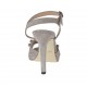 Sandalo da donna con plateau, perle e cinturino in camoscio grigio tacco 10 - Misure disponibili: 42
