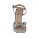 Woman's strap sandal with platform and pearls in grey suede heel 10 - Available sizes:  42