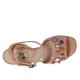 Woman's platform sandal with colored pearls and ankle strap in peach pink suede heel 7 - Available sizes:  42