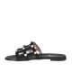 Sabot aperto da donna con perle in camoscio nero tacco 1 - Misure disponibili: 32, 33