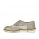 Zapato con cordones y abierto al lado para mujer en piel gris pardo y estampada plateada cuña 2 - Tallas disponibles:  42, 44, 45