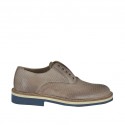 Zapato de sport para hombre con elastico y cordones opcionales en piel estampada gris pardo