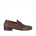 Mocassin élégante pour hommes en cuir marron