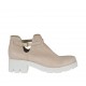 Stivaletto da donna con cinturino in pelle forata rosa cipria tacco 5 - Misure disponibili: 42, 43, 44
