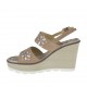 Sandale pour femmes en nubuck taupe avec fermeture velcro, strass, plateforme et talon compensé 8 - Pointures disponibles:  43, 44