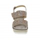 Woman's sandal in taupe nubuck leather with velcro strap, rhinestones, platform and wedge 8 - Available sizes:  43, 44