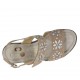 Woman's sandal in taupe nubuck leather with velcro strap, rhinestones, platform and wedge 8 - Available sizes:  43, 44