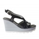 Sandalia para mujer en nubuk negro y piel estampada laminada plomo con estrass y perlas, plataforma y cuña 8 - Tallas disponibles:  31, 42