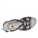 Sandalia para mujer en nubuk negro y piel estampada laminada plomo con estrass y perlas, plataforma y cuña 8 - Tallas disponibles:  31, 42