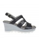 Sandalo da donna in pelle e nabuk nero con strass, plateau e zeppa 6 - Misure disponibili: 42, 43, 44