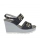Sandalo da donna in nabuk nero con velcro, strass, plateau e zeppa 8 - Misure disponibili: 31, 42, 44