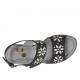Woman's sandal in black nubuck leather with velcro strap, rhinestones, platform and wedge 8 - Available sizes:  31, 42, 44