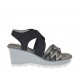 Sandale pour femmes en nubuck noir avec elastiques, strass, plateforme et talon compensé 6 - Pointures disponibles:  42