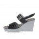 Woman's sandal in black patent leather and nubuck leather with rhinestones, platform and wedge 8 - Available sizes:  31, 42, 43