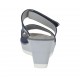 Woman's open mules with platform, velcro strap and rhinestones in blue nubuck leather wedge heel 6 - Available sizes:  43