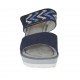 Woman's open mules with platform, velcro strap and rhinestones in blue nubuck leather wedge heel 6 - Available sizes:  43