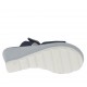 Woman's open mules with platform, velcro strap and rhinestones in blue nubuck leather wedge heel 6 - Available sizes:  43