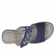 Sabot aperto da donna con plateau, velcro e strass in nabuk blu zeppa 6 - Misure disponibili: 43