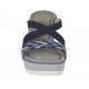 Woman's open mules with platform and rhinestones in blue nubuck leather wedge heel 8 - Available sizes:  42