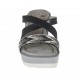 Mule ouvert pour femmes avec plateforme et strass en cuir noir talon compensé 8 - Pointures disponibles:  42