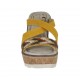 Sabot aperto da donna con plateau e strass in nabuk ocra zeppa 8 - Misure disponibili: 42