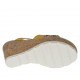 Woman's open mules with platform and rhinestones in ocher nubuck leather wedge heel 8 - Available sizes:  42