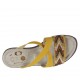 Woman's open mules with platform and rhinestones in ocher nubuck leather wedge heel 8 - Available sizes:  42