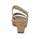 Woman's open mules with platform, velcro strap and rhinestones in beige nubuck leather wedge heel 6 - Available sizes:  43