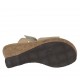 Woman's open mules with platform, velcro strap and rhinestones in beige nubuck leather wedge heel 6 - Available sizes:  43