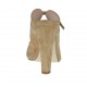 Sabot aperto da donna con cinturino in camoscio beige e laminato argento con plateau e tacco 9 - Misure disponibili: 31, 34