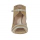 Mule ouvert pour femmes en daim beige et lamé argent avec courroie, plateforme et talon 9 - Pointures disponibles:  31, 34