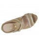 Sabot aperto da donna con cinturino in camoscio beige e laminato argento con plateau e tacco 9 - Misure disponibili: 31, 34
