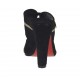 Mule ouvert pour femmes en daim noir et cuir lamé platine avec courroie, plateforme et talon 9 - Pointures disponibles:  32, 33