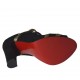 Mule ouvert pour femmes en daim noir et cuir lamé platine avec courroie, plateforme et talon 9 - Pointures disponibles:  32, 33