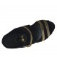 Sabot aperto da donna con cinturino in camoscio nero e pelle laminata platino con plateau e tacco 9 - Misure disponibili: 32, 33