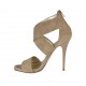 Zapato abierto para mujer con cremallera y plataforma en gamuza beis tacon 10 - Tallas disponibles:  42